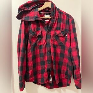 TNA Buffalo Check Hooded Plaid Shirt